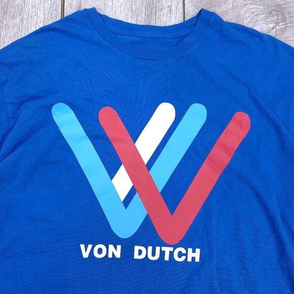 Von Dutch T-Shirt Mens XL Blue Graphic Print Cotton Short Sleeve Y2K Top - Picture 4 of 5